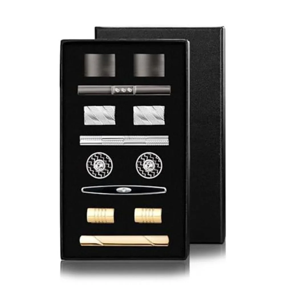 Men's Necktie Tie Bar Clip Cufflinks Set